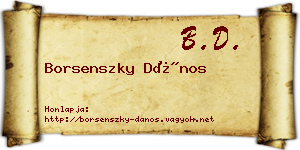 Borsenszky Dános névjegykártya
